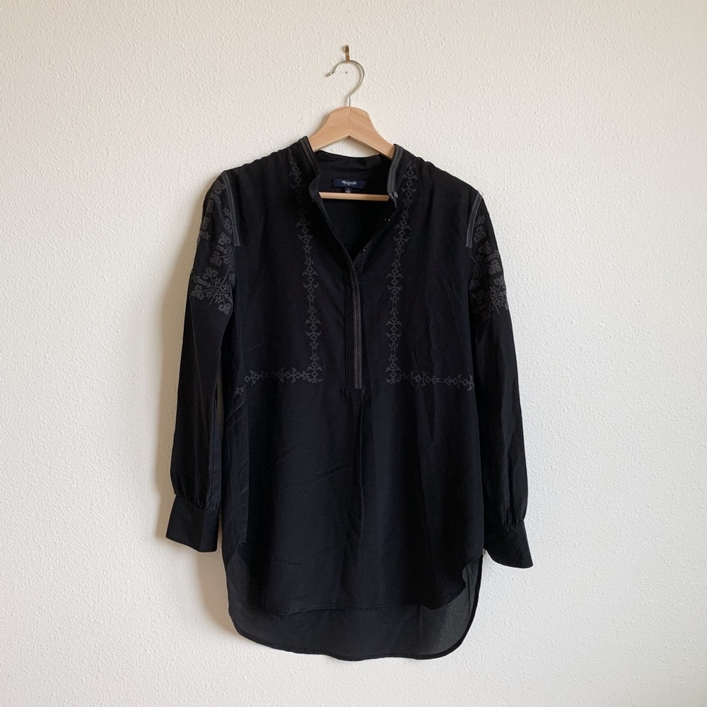 Madewell Embroidered Silk Black Tunic